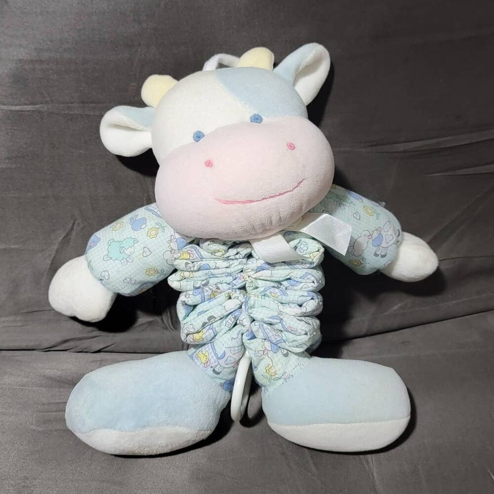 First Peek Cow Pull Toy Crib Toy Plush Lullaby Musical Plays Old McDonald Bingo